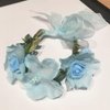 Flower Crown Headband Wristbands Rose Wreath Garland Hair Bands Wrist Bands Floral Wedding Bridal Hair Hoop Bracelet Women Leaf Ribbon Adjustable Handmade Rattan Vine Hair Accessories 3 Pack Blue