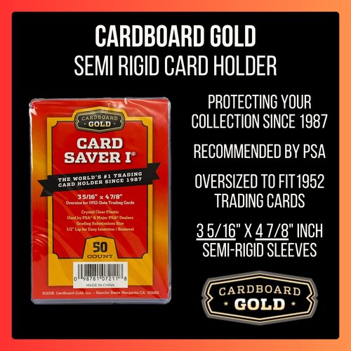 Cardboard Gold Card Saver 1-100 Count - Semi Rigid Card Holder, Trading Card Protectors - PSA-Approved Cardsaver for Baseball, Trading, Sports Cards - Card Sleeves, Binder, & Storage Box Compatible