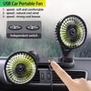 Car Cooling Fan,360° Adjustable Dual Head Cooling Air Fan Brushless Motor Low Noise Automobile Vehicle Fan Micro USB for Car/SUV/RV/Truck/Boat Use (without Coloured Light)