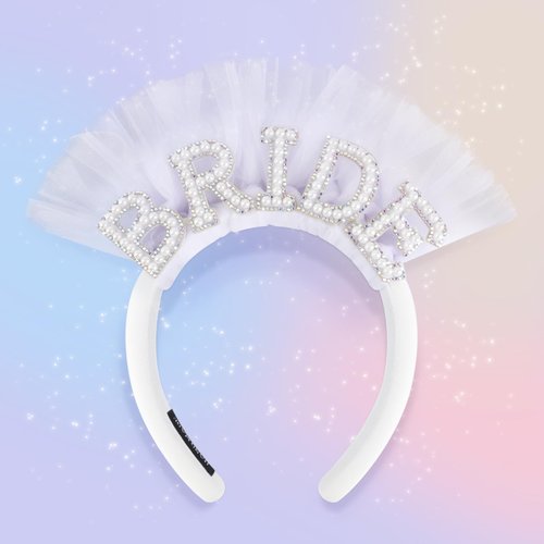 KOMPMP Bride Headband Bachelorette Party Decorations - Pearl Bride Headband Thickened Veil Rhinestone Wedding Bride to Be Headband Bachelorette Party Favors