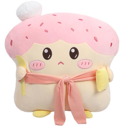 ARELUX Funny Toast Sliced Bread Pillow,Pink Bread Shape Pink Plush Hugging Pillow with Red Scarf,Soft Strawberry Food Sofa Cushion for Home Decor,Plush Toy Gifts for Kids Birthday(17.7in)