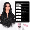 Vitorish Long Wavy Wig for Women, 28 Inches Middle Part Curly Wavy Wig Black Small Lace Resistant Fiber Synthetic Wigs for Daily Use (Black)