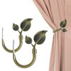 HIKMLK Leaf Shaped Curtain Holdbacks 2pcs, Handmade Metal Curtain Side Holders for Wall, Antique Bronze Brass Curtain Tieback Hook Pull Backs for Drapes Window Home Decoration