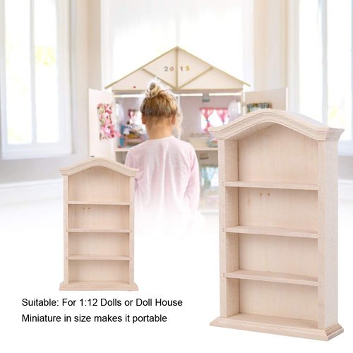 1:12 Miniature Doll Furniture, Wooden Dollhouse Miniature Simulated Bookshelf Model for Dolls Furniture Accessory Furniture Toy Decoration Accessory for Dollhouse(Bookshelf)