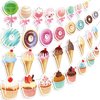 Saypacck 64 Pcs Candyland Party Decorations Includes 8 Pack Donut Theme Party Banner Ice Cream Lollipop Cupcakes Party Banner Hanging Donut Garland Kit for Grow up Party Birthday Party Supplies