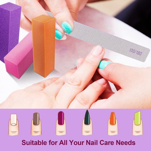 Nail Files and Buffers (24 Pack), Nail Buffer Block Nail File Set for Acrylic and Natural Nails, Professional Manicure Tool 4 Sides 100/120/180 Grit Emery Board Sponge Buffing Buffers Blocks Gray