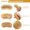 2 Pieces Natural Wooden Bristle Nail Brushes for Cleaning Fingernail and Toenail Non-Slip Two-Sided Grip Hand Foot Nail Brush Set Manicure Pedicure Scrubber Supply Men Women Girls