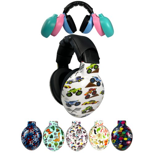 ZIPZ Baby & Toddler Earmuffs – Innovative Design – Change Colors with Magnetic Shells – Hearing Protection Headphones 0-4 yrs (Cars Trucks)