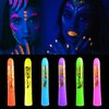 6 Pcs Glow in The Light Body Face Paint, Face Painting Kit, UV Crayon Kit Fluorescent Body Paints for Adults for Birthday Party Halloween Masquerade Makeup Outdoor for Kids