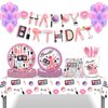 MIKIMIQI 1 Pack SPA Makeup Party Decorations Spa Table Decorations Pink Cosmetic Themed Table Cover Birthday Party Table Runner Makeup Tablecloth for Women Girls Party Supplies, 52 X 87in