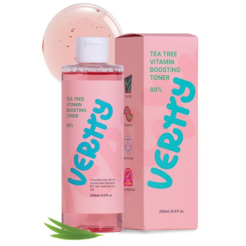 Vertty Tea Tree Vitamin Boosting Coral Toner | Hydrating, Brightening, Moisturizing, Redness Relief Facial Toner | Vitamin B12 Toner | Long-Lasting Hydration | Non-Comedogenic (8.4fl oz)