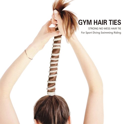 Ponytail Holders Hair Ties for Sports, Elastic Hair Tie Scrunchies No Damage Strong Braided Pony Tails Hair Ties for Long Thick Curly Thin Fine Hair for Beach Swimming (1pc-25" Brown+Yellow)