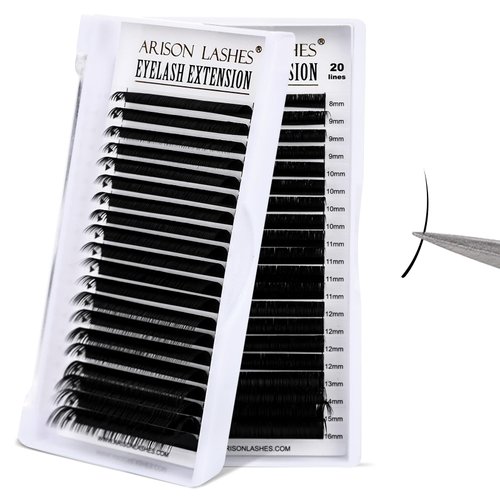 Arison Lashes Classic Lash Extensions Soft Lashes 20 Rows Mixed Tray D 8-16mm Curl 0.05 Thick Volume Pestañas Pelo a Pelo