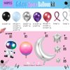 Galaxy Space Balloon Garland Kit 140pcs purple blue black Outer Space Astronaut Moon & Star Diy 4D planet Balloons for girl two the moon birthday decorations Kids Party Supplies