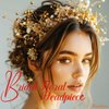 Brishow Flower Wedding Headband Gold Leaf Hair Band Pearl Bridal Hair Accessories for Women
