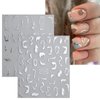 JMEOWIO 9 Sheets Marble Line Nail Art Stickers Decals Self-Adhesive Pegatinas Uñas Silver Nail Supplies Nail Art Design Decoration Accessories