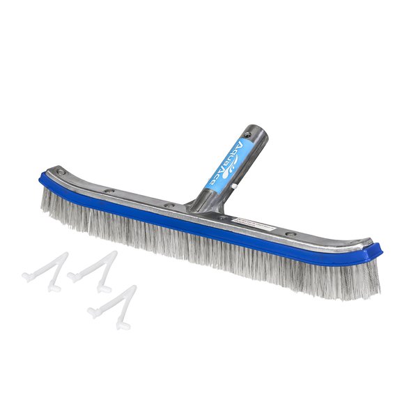 AquaAce Premium Combo Nylon and Stainless Steel Wire Bristle Pool Brush, Mixed Bristles for Extra Scrubbing Power, Three Extra V Clips, Not for Above Ground or Vinyl Pools