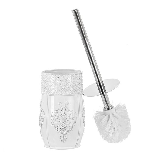 Creative Scents White Toilet Brush Set - Toilet Bowl Brush and Holder - Good Grip Toilet Bowl Cleaner Brush and Holder, Decorative Compact Toilet Bowl Scrubber (Vintage White Collection)