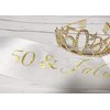 Happy 50th Birthday Tiara and Sash Gifts Crystal Rhinestone Princess Crown Birthday Queen Party Favor Supplies Gold Crowns White Sash