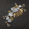 Beaupretty Wedding Hair Comb Rhinestone Flower Clip Headdress Crystal Bridal Hair Accessories (Blue)
