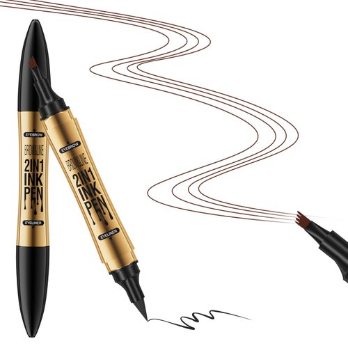 2 in 1 Magic Eyebrow Pencil,2024 Upgrade 3D Microblading Eyebrow Tattoo Pencil 4 Fork Tip with Ey...