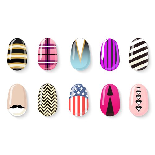 eBoot 1275 Pieces 49 Designs Nail Art Stencils French Tip Guides Stickers Form Fringe Guides Vinyl, 36 Sheets