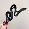 Black Ribbon Hair Clips Metal with Pearl Hair Accessories for Women Girls Elegant Curve Wave Hair Claw Clips Shiny Hairpins Strong Hold Nonslip Hair Clip for Thick or Thin Hair Goddess Look 1 Pcs