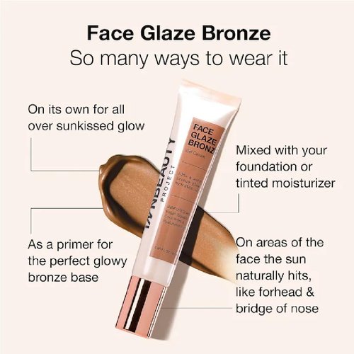 iNNBEAUTY PROJECT Bronze Face Glaze Gel Cream with Squalane, Ceramides & Hyaluronic Acid (0.85 oz / 25 ml) + Bonus Acne Patch (36 Pieces)