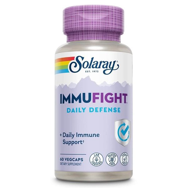 Solaray Immufight Daily Defense - Immune Support Supplement - Vitamin C, Organic Vitamin D, Zinc, Monolaurin, Probiotics - Antioxidant Activity and Optimal Balance - Vegan - 30 Servings, 60 VegCaps