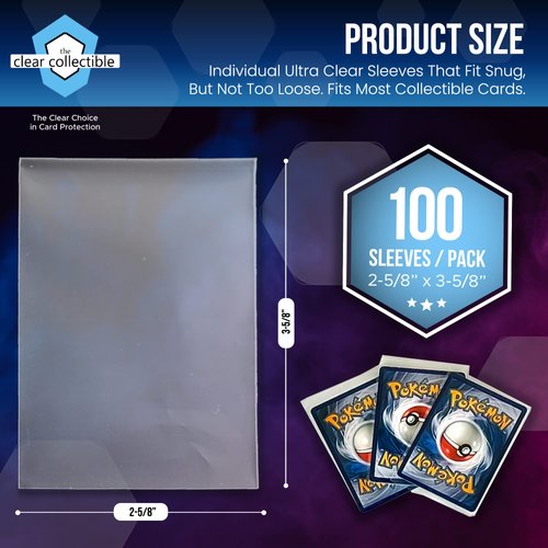 Baseball Card Sleeves Penny Sleeves - 100 Count - Trading Card Sleeve for Sports & Card Games - Use as Baseball Card Protectors, Penny Sleeves for Trading Cards, & Trading Card Sleeves