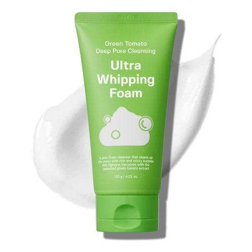 SUNGBOON EDITOR Green Tomato Deep Pore Cleansing Ultra Whipping Foam | Foaming Face Wash, Korean Cleanser for Oily Skin | Blackhead Remover and Pore Minimizer | Hydrating Korean Skin Care | 4.24 oz.