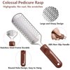 Colossal Foot Rasp & Wood Handle Callus Shaver (10 Replacement & 1 Foot File Heads), Pedicure Foot File Kit, Heel Scraper for Feet, Foot File Callus Remover