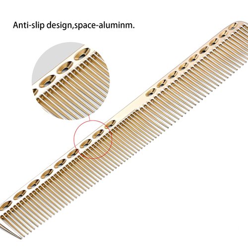 Barber Comb 4Type Aluminum Metal Combs for Cutting Comb Hair Hairdressing Tail Comb (Golden)