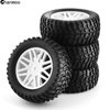 Chanmoo 1/10 RC Off Road Tires and Wheels 12mm Hex Rubber Short Course Truck Tyres with Foam Insert for 1:10 Scale Buggy Car ARRMA Traxxas Wltoys 144001 Losi HSP 94107 94170 94155 94177 4PCS (White)