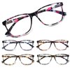 SIGVAN Ladies Reading Glasses Blue Light Blocking Spring Hinge Fashion Pattern Print Eyeglasses for Women (multicolour, 4.00)