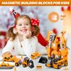 Magnetic Transform Engineering Car Assembled Toys with Storage Box, Robot Magnetic Blocks Toy, Construction Vehicle Engineering Cars for Kids Ages 3-7 Outdoor Toddler Activities Toys (35 Pieces)