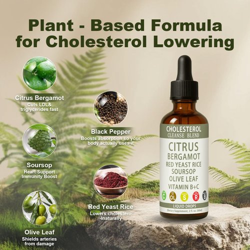 RESONA Red Yeast Rice Drops, Citrus Bergamot Red Yeast Rice, High Absorption Cholesterol Support Blend with Red Yeast Rices, Citrus Bergamot, Olive Leaf & Soursop, Natural, Non-GMO, Vegan - 2 fl oz