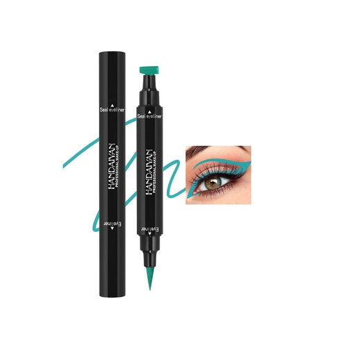 DLZZRS Wing Stamp Eyeliner, Green Winged Eye Liner Stamp Liquid Eyeliner with Double-Ended Fine Tipped Eyeliner Pen, Eye Makeup Tool Waterproof Smudgeproof Long Lasting Eyeliner(03)