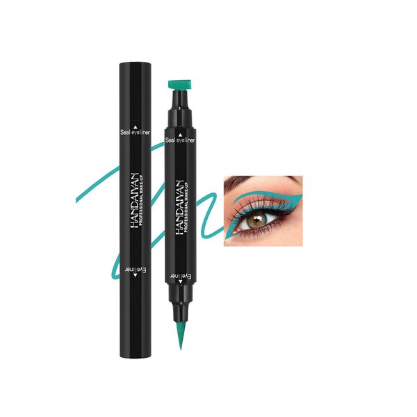 DLZZRS Wing Stamp Eyeliner, Green Winged Eye Liner Stamp Liquid Eyeliner with Double-Ended Fine Tipped Eyeliner Pen, Eye Makeup Tool Waterproof Smudgeproof Long Lasting Eyeliner(03)