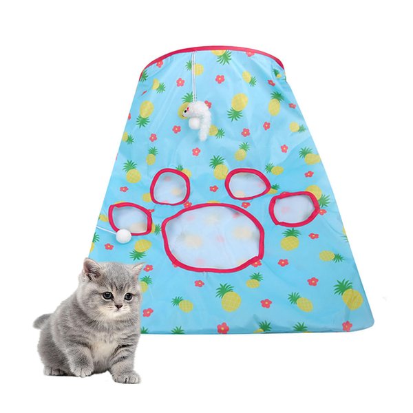 PawSailor Cat Tunnel Bag Kitty Collapsible Tunnel Toy Crinkle Sack Bag Pet Interactive Cat Cave Toy with 1 Little Mouse & 3 Toy Ball Green M