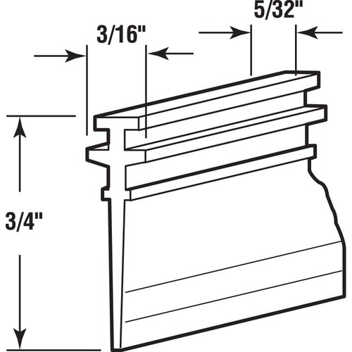 Slide-Co 19672 Shower Door Bottom Sweep, Double Tee Insert shape, 3/4 In., 36 In. (Single Pack)