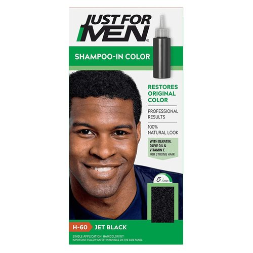 Shampoo-In Hair Color Jet Black - H-60 by Just For Men for Men - 1 Application Hair Color