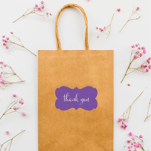 Andaz Press Fancy Frame Rectangular Label Stickers, Thank You, Purple, 36-Pack Wedding Decorations, Wedding Favors, Stickers for Packaging, Party Favor