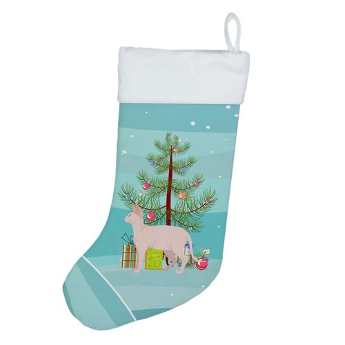 Caroline's Treasures CK4724CS Sphynx Cat Merry Christmas Christmas Stocking Fireplace Hanging Stockings Christmas Season Party Decor Family Holiday Decorations