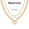 MJartoria Layered Gold Necklace for Women, 14K Gold Plated Trendy Chunky Chain Necklace, Toggle Clasp Chain Paperclip Chain Adjustable Layering Chain Necklace for Women Girls Gold Jewelry Gifts