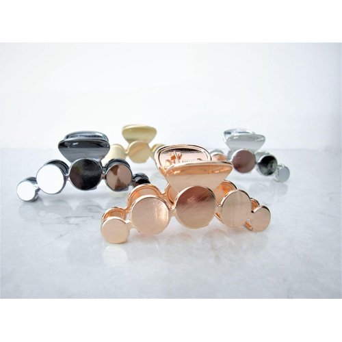 Rose gold silver or dark silver tone circles metal hair claw clip for medium (Primary color: Rose gold)