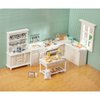 SAMCAMI Wooden Dollhouse Furniture Set - Miniature Dollhouse Furniture 1 12 Scale for Dollhouse Kitchen - Doll House Furniture Toys Incl Kitchen Island, Cabinet, Tea Cup Set and Other Accessories