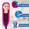Mannequin Head with Hair, 29" Cosmetology Mannequin Head Manikin Head with Synthetic Fiber Hair Practice Doll Head for Hair Styling Training Braiding with Clamp Holder and Tools