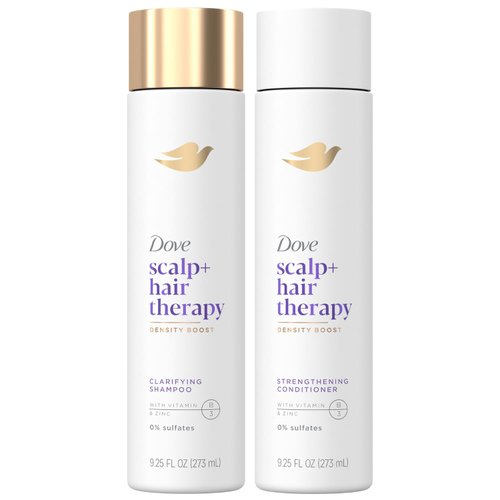 Dove Scalp + Hair Therapy Set – Density Boost Clarifying Shampoo and Strengthening Conditioner with Vitamins B3 & E, Zinc & Peptides, 9.25 Oz Ea (2 Piece Set)