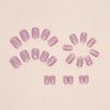 Light Purple Press on Nails Short Coffin Fake Nails Solid Color False Nails with Aurora Glitter Designs Full Cover Stick on Nails Acrylic Square Artificial Nails Glue on Nails for Women Nail Art 24Pcs